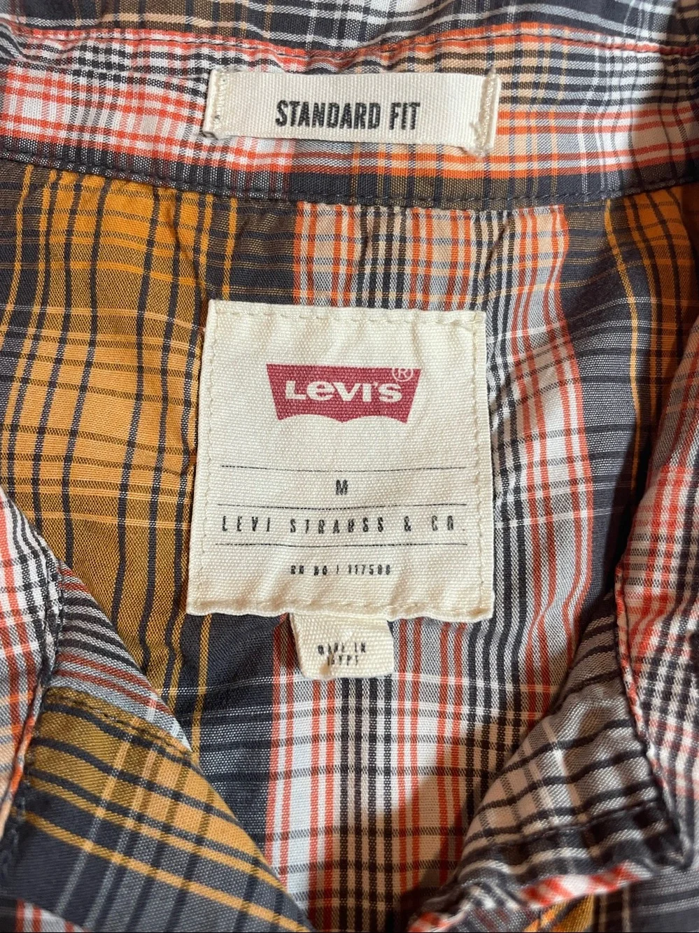 Levi's Short Sleeve Plaid Button-Down Shirt in Yellow, Black and White